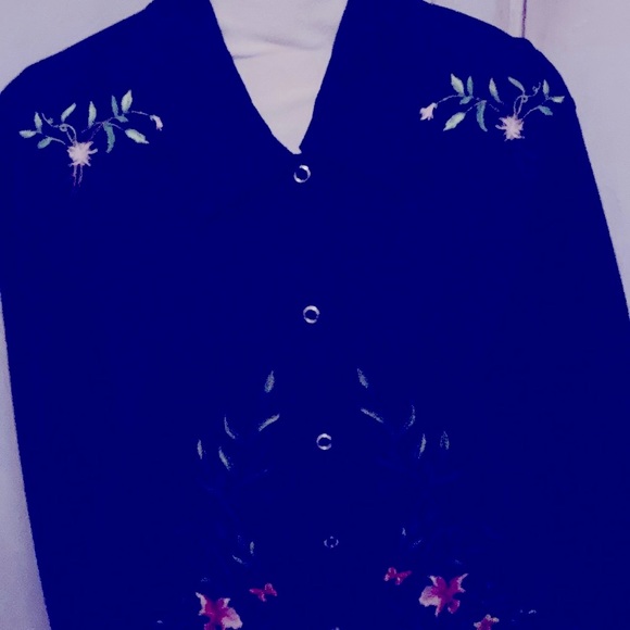 Embroidered black jean jacket - Picture 2 of 5